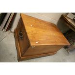 Large Hardwood Blanket Box with Two Iron Carrying Handles