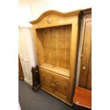 Large Modern Pine Bookcase with Two Shelves above a Cupboard Below