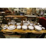 Extensive Spode ' Fleur De Lys ' Dinner Service comprising Gravy Boat and Saucer, Lidded Soup