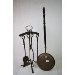 Edwardian metal companion set with early copper bed pan