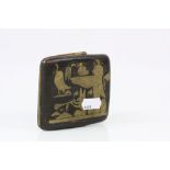 An Early twentieth century Egyptian scene brass cigarette case, Egyptian images to front and
