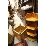 Pine Plant Holder and Farmhouse Kitchen Pine Corner Shelf