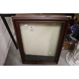 Wall mounted wood display case with interior shelves & glazed front