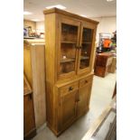 Pine Kitchen Glazed Dresser with Drawers and Cupboard Below