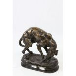 Antique Bronze Dog with Bone in the style of Mene but unsigned
