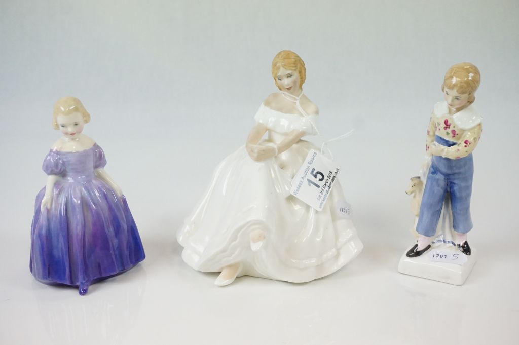 Three Royal Doulton Figuires - Marie (HN1370), Heather (HN2956) and Tom (HN2864)