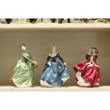 Three Royal Doulton Figurines; Grace HN2318, Fragrance HN2334, Top O' The Hill HN1834