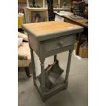 Parquetry Oak Topped Herb Table with Drawer and Pot Shelf together with a Foraging Trug