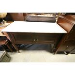 Early 20th Mahogany Inlaid Marble Top Washstand