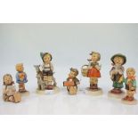 Seven Goebel Hummel figurines and a Collectors Guide