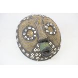 Ashanti Tribe wooden face Mask with shell & bead inlay