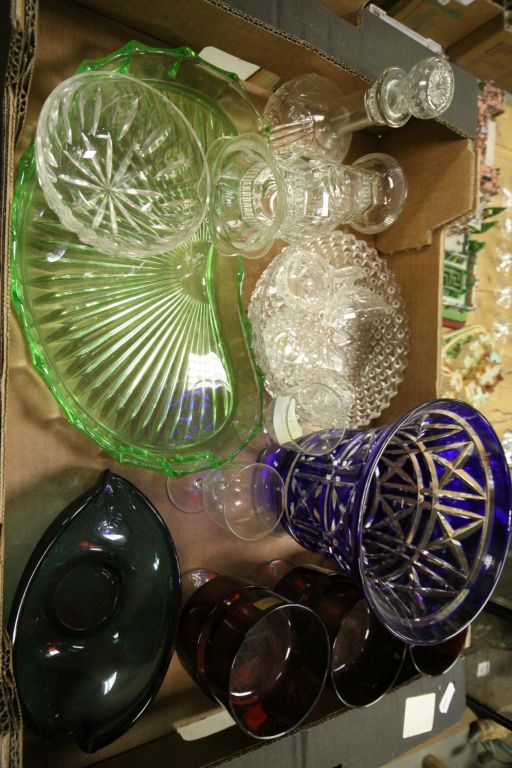 Collection of assorted glass wares including Art Deco & Victorian
