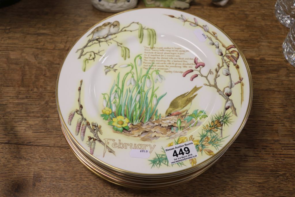 Caverswall China Full set of 12 Month plates with designs by John Ball from The Country Diary of
