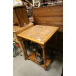 Heavily Carved Oak Two Tier Occasional Table