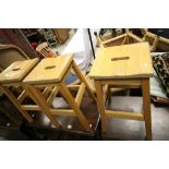 Three Beechwood square stools