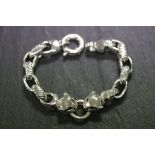 Silver Linked Bracelet Set with Two Leopards