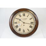 Early 20th century Mahogany School Clock with key