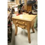 Victorian Pine Side Table with Drop-flaps, two drawers and raised on swept out legs