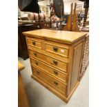 Waxed and Polished Pine Chest of Two Short over Three Long Drawers