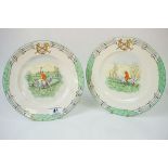 Pair of Burleigh Ware plates with Davenport Huinting Scenes