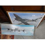 Brian Mulling Print of Two Fighting World War II Airplanes signed in pen B Mullings 75/100 plus