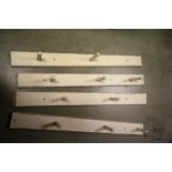 Four Sets of Painted Oak Coat Hooks