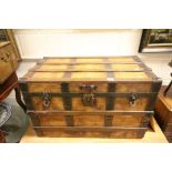 Large Victorian Pine Travelling Trunk