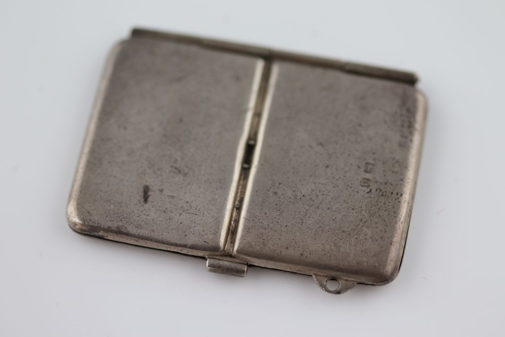 An early George V silver double stamp case, Sheffield 1913, Joseph Rogers and Sons, gilt interior,