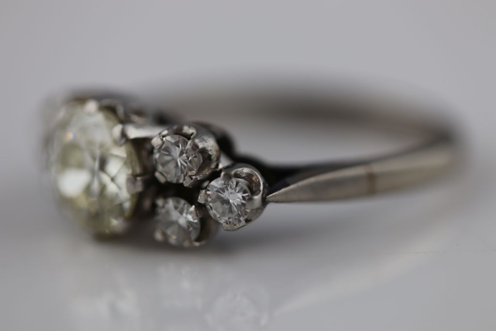 A circa 1930s 1.40 carat diamond 18ct white gold platinum set ring, the round old cut diamond - Image 11 of 13