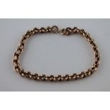 A 9ct rose gold belcher link bracelet, missing clasp, length approximately 19cm