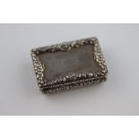 Nathaniel Mills, a William IV silver vinaigrette, engine turned lid with blank cartouche and cast