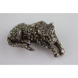 A marcasite silver recumbent panther brooch, full set marcasite, length approximately 38mm, marked