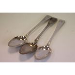 A pair of Old English pattern George IV silver serving spoons, engraved initial to finial, London