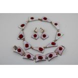 Kay Denning (American, mid 20th century) enamelled jewellery suite comprising collar necklace,