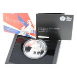 Cased Royal Mint 2013 five ounce Silver proof coin with COA