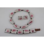 Kay Denning (American, mid 20th century) an enamelled jewellery suite comprising necklace,