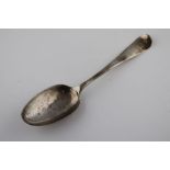 A silver 18th century desert spoon, London, foliate scroll decoration to the reverse bowl, AH NW