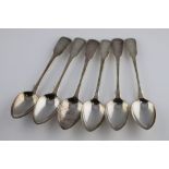 A set of six George IV silver fiddle pattern tea spoons, London 1826, William Bateman, length