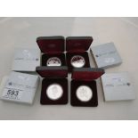 Four cased Silver proof Canadian Dollars