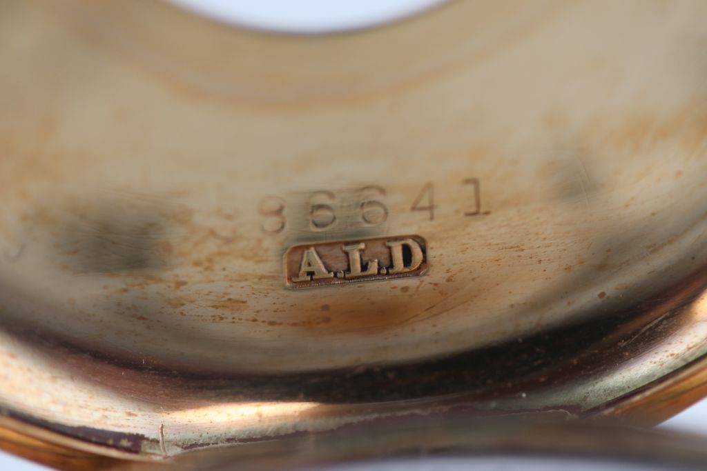 A Rolex fifteen jewel 9ct yellow gold half hunter pocket watch, unsigned white enamel dial and - Image 5 of 12