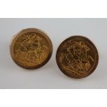 A pair of George V full sovereign 9ct rose gold mounted cufflinks, Sydney mint 1911 and Perth mint