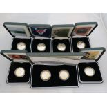 Collection of cased Royal Mint Silver proof £2 Pound coins to include; Brunel, End of WW2, DNA,
