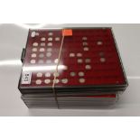 Eight Lindner coin trays containing a variety of coins including Silver 3D's