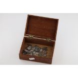 Wooden box with a mix of detector found hammered Silver coins