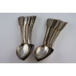 Twelve early Victorian silver fiddle pattern dessert spoons, Exeter 1838, Robert Williams, length