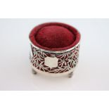 Chinese export hallmarked Silver pin cushion