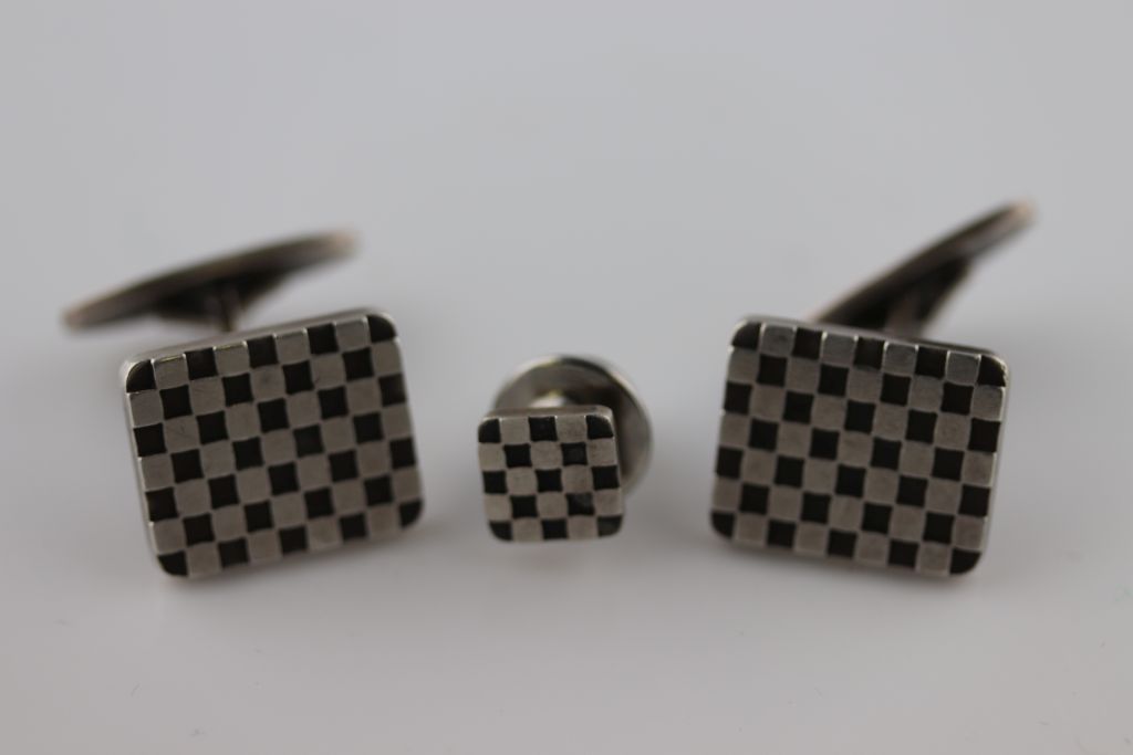 Flemming Eskildsen for Georg Jensen, a pair of modernist silver cufflinks model number 113, - Image 2 of 3