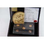 Five Gold Sovereign Coin Set, cased by The Westminster Collection, Queen Elizabeth II, coins dated