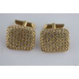 A pair of Gents bi-colour 18ct yellow and white gold cufflinks, basket weave design, size of panel