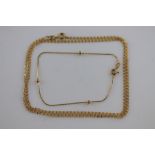 An 18ct yellow gold fancy curb link necklace chain, length approximately 50cm together with a 9ct